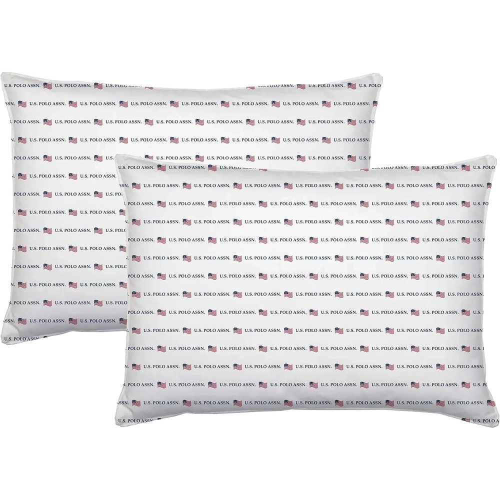 image:imageUS Polo Assn 250th Anniversary Signature Jumbo Bed Pillow 2 Pack USA Flag Print Soft Fabric Cover