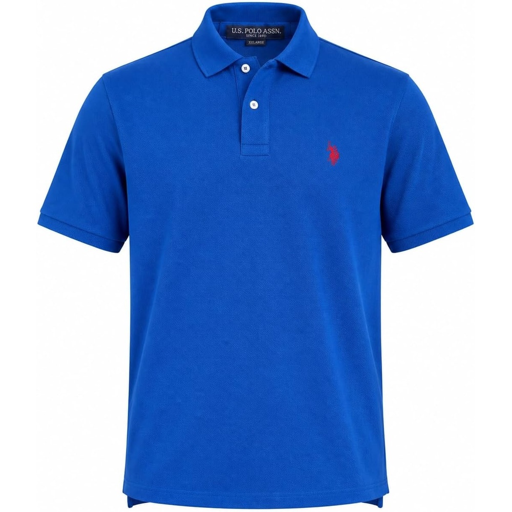 image:imageUS Polo Assn Mens Classic Polo Shirt TwoButton Closure Pique Polo Shirt Summer Fashion Golf ShirtBlue RaftRed