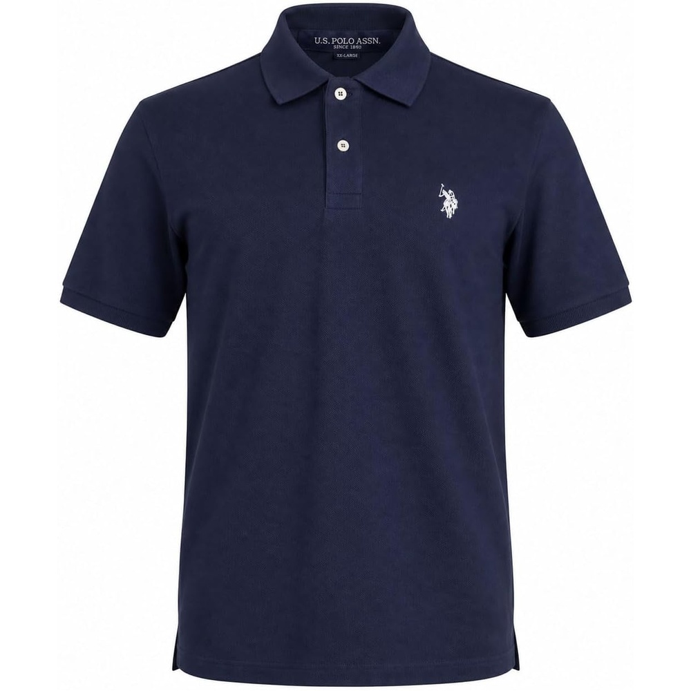 image:imageUS Polo Assn Mens Classic Polo Shirt TwoButton Closure Pique Polo Shirt Summer Fashion Golf ShirtClassic NavyWhite