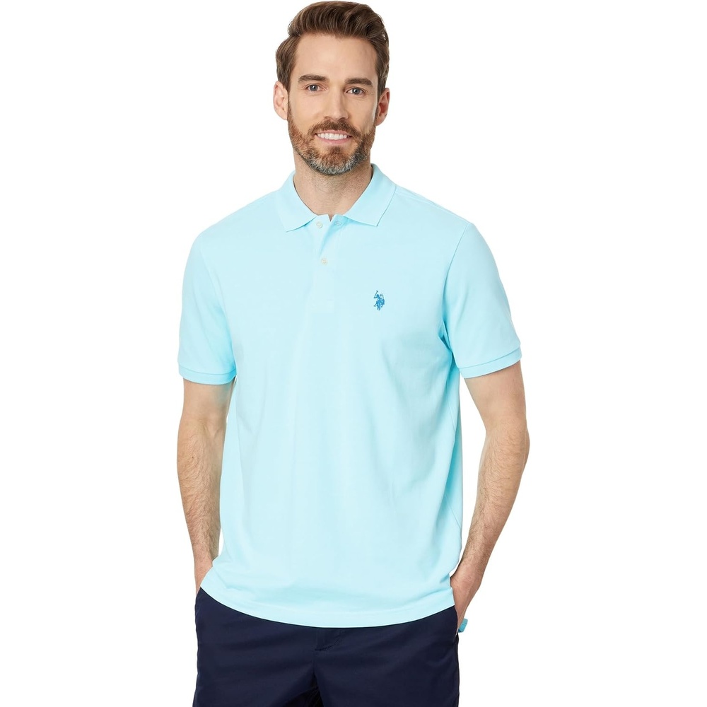 image:imageUS Polo Assn Mens Classic Polo Shirt TwoButton Closure Pique Polo Shirt Summer Fashion Golf ShirtEasy Turquoise
