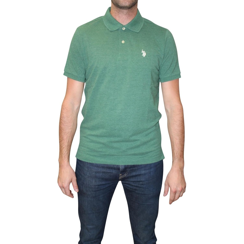 image:imageUS Polo Assn Mens Classic Polo Shirt TwoButton Closure Pique Polo Shirt Summer Fashion Golf ShirtGreen Trail Heather