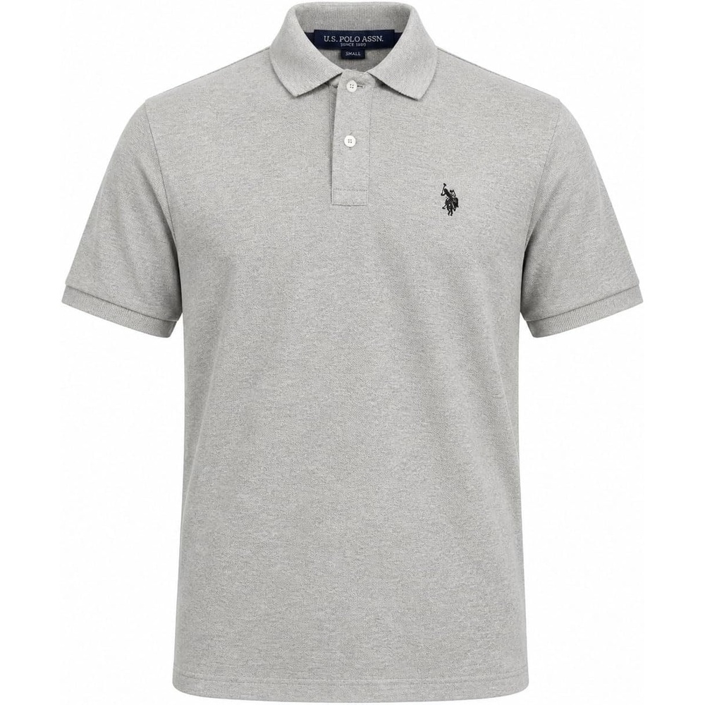 image:imageUS Polo Assn Mens Classic Polo Shirt TwoButton Closure Pique Polo Shirt Summer Fashion Golf ShirtHeather GreyBlack