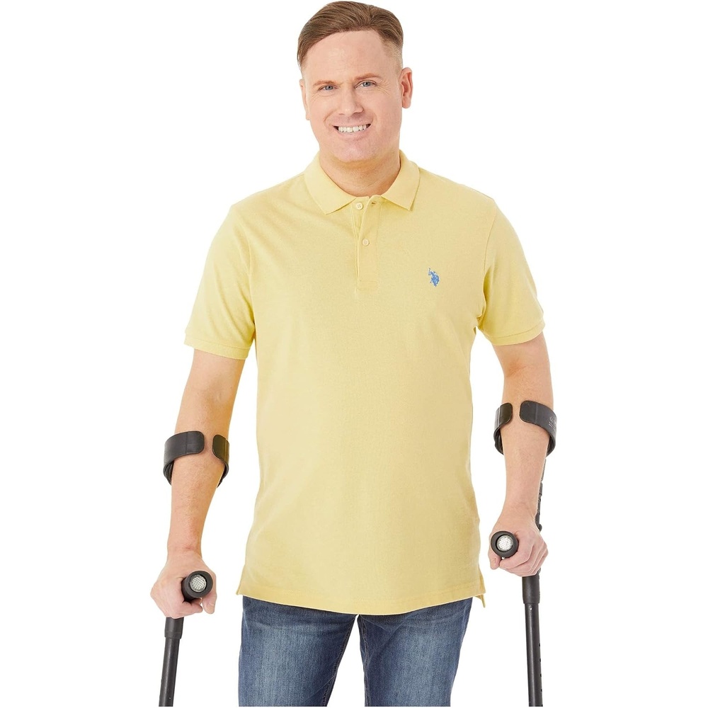 image:imageUS Polo Assn Mens Classic Polo Shirt TwoButton Closure Pique Polo Shirt Summer Fashion Golf ShirtLemon Frost