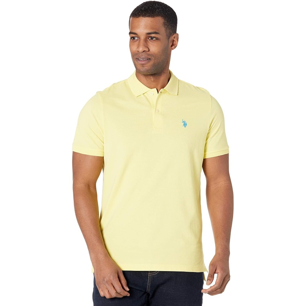 image:imageUS Polo Assn Mens Classic Polo Shirt TwoButton Closure Pique Polo Shirt Summer Fashion Golf ShirtLime Light