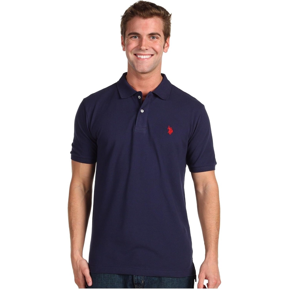 image:imageUS Polo Assn Mens Classic Polo Shirt TwoButton Closure Pique Polo Shirt Summer Fashion Golf ShirtNavy