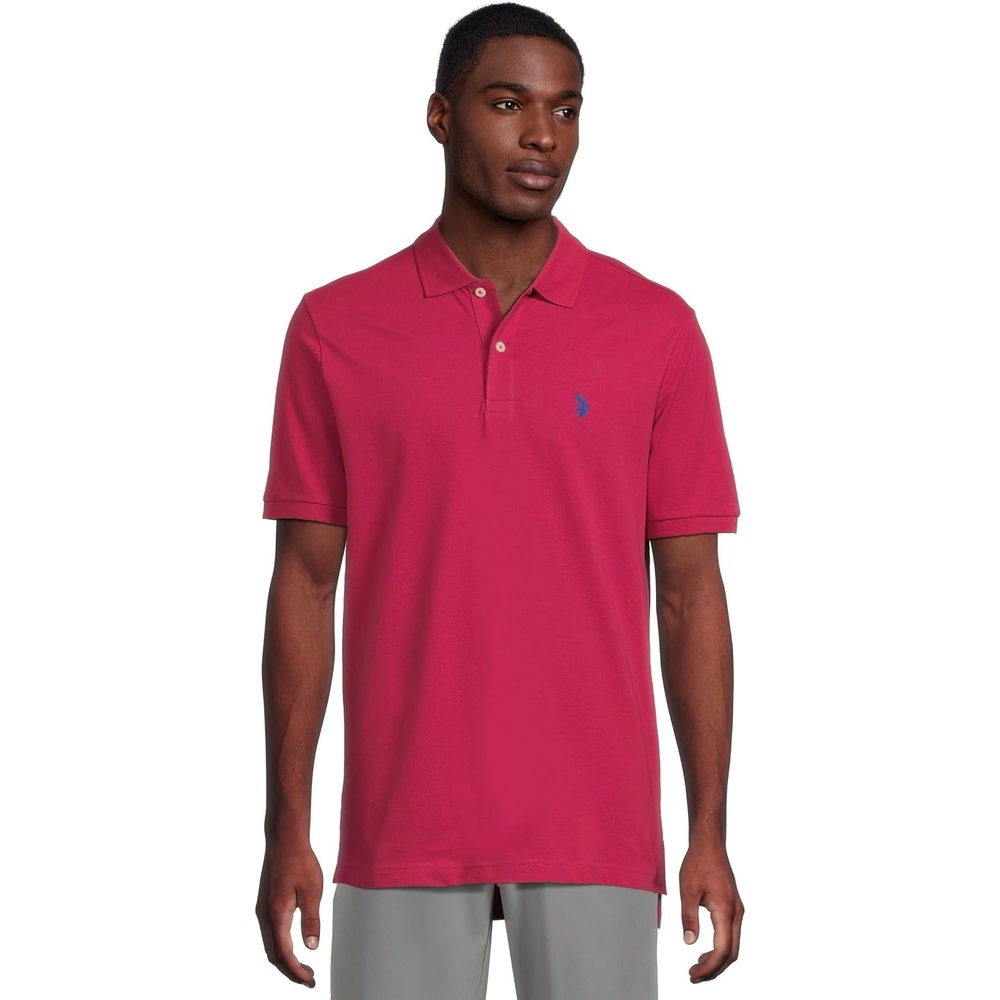 image:imageUS Polo Assn Mens Classic Polo Shirt TwoButton Closure Pique Polo Shirt Summer Fashion Golf ShirtNew England Berry