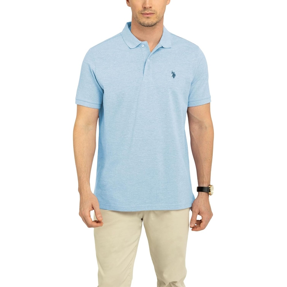 image:imageUS Polo Assn Mens Classic Polo Shirt TwoButton Closure Pique Polo Shirt Summer Fashion Golf ShirtPale Perry