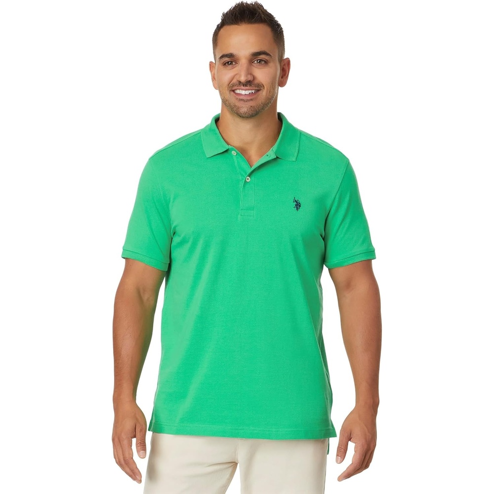 image:imageUS Polo Assn Mens Classic Polo Shirt TwoButton Closure Pique Polo Shirt Summer Fashion Golf ShirtSpearmint Leaf