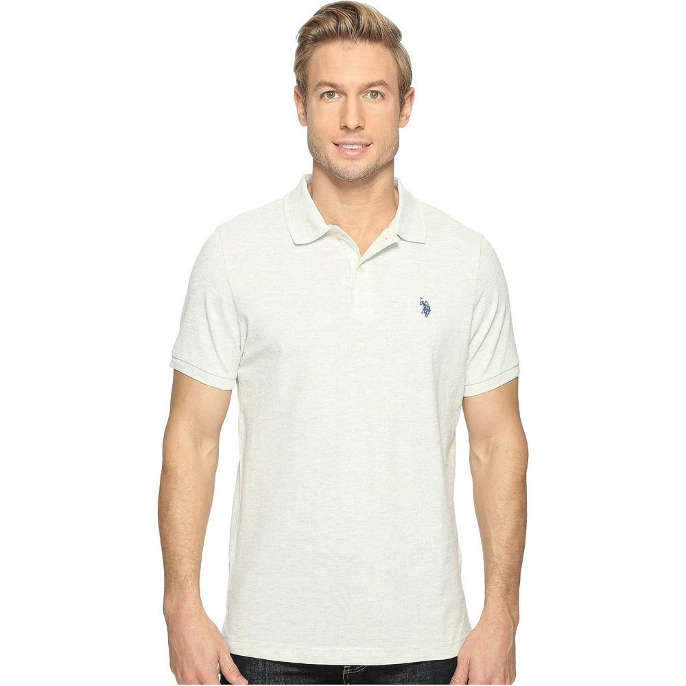 image:imageUS Polo Assn Mens Classic Polo Shirt TwoButton Closure Pique Polo Shirt Summer Fashion Golf ShirtSummer Oatmeal