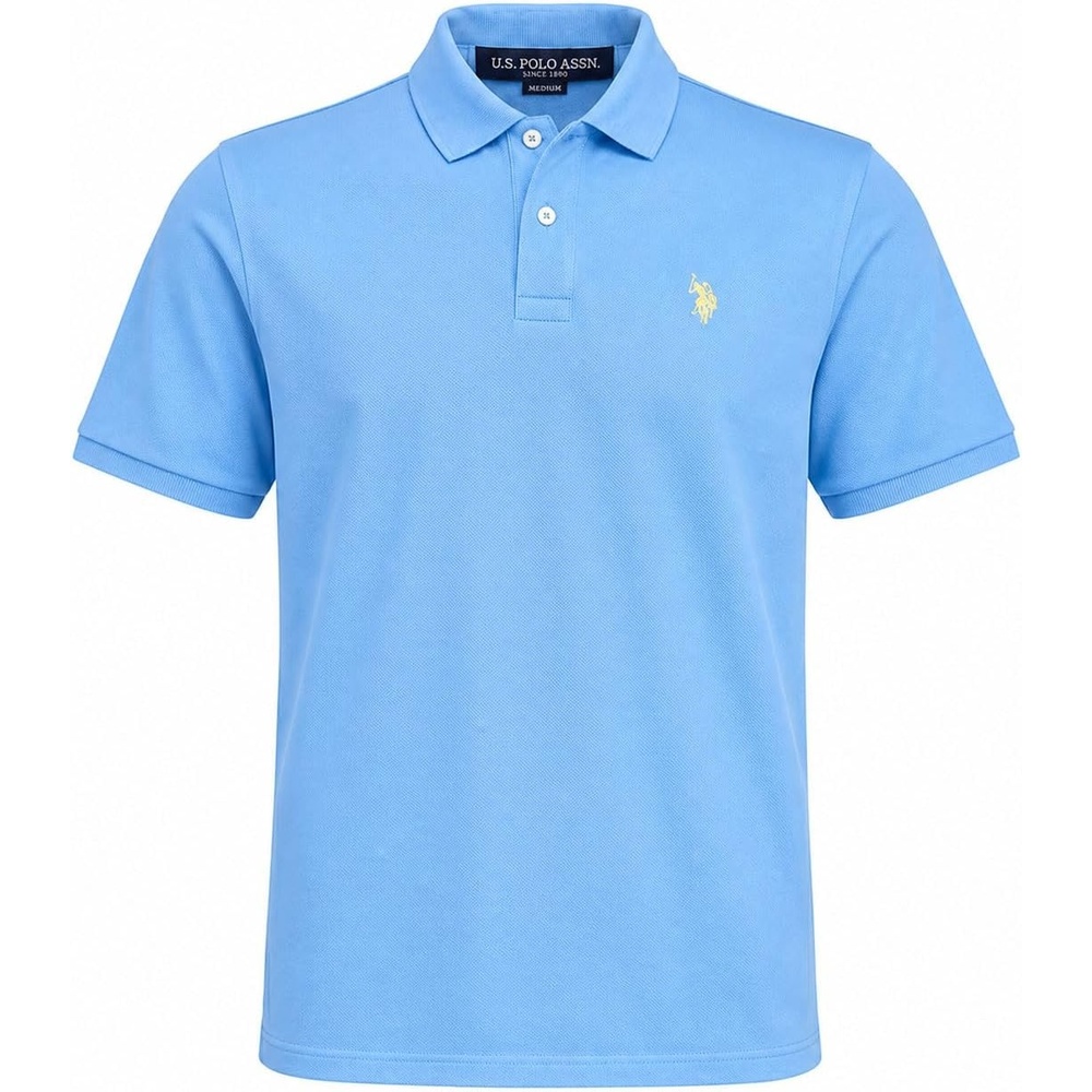 image:imageUS Polo Assn Mens Classic Polo Shirt TwoButton Closure Pique Polo Shirt Summer Fashion Golf ShirtSurf BlueYellow
