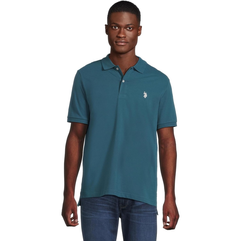 image:imageUS Polo Assn Mens Classic Polo Shirt TwoButton Closure Pique Polo Shirt Summer Fashion Golf ShirtTeal River