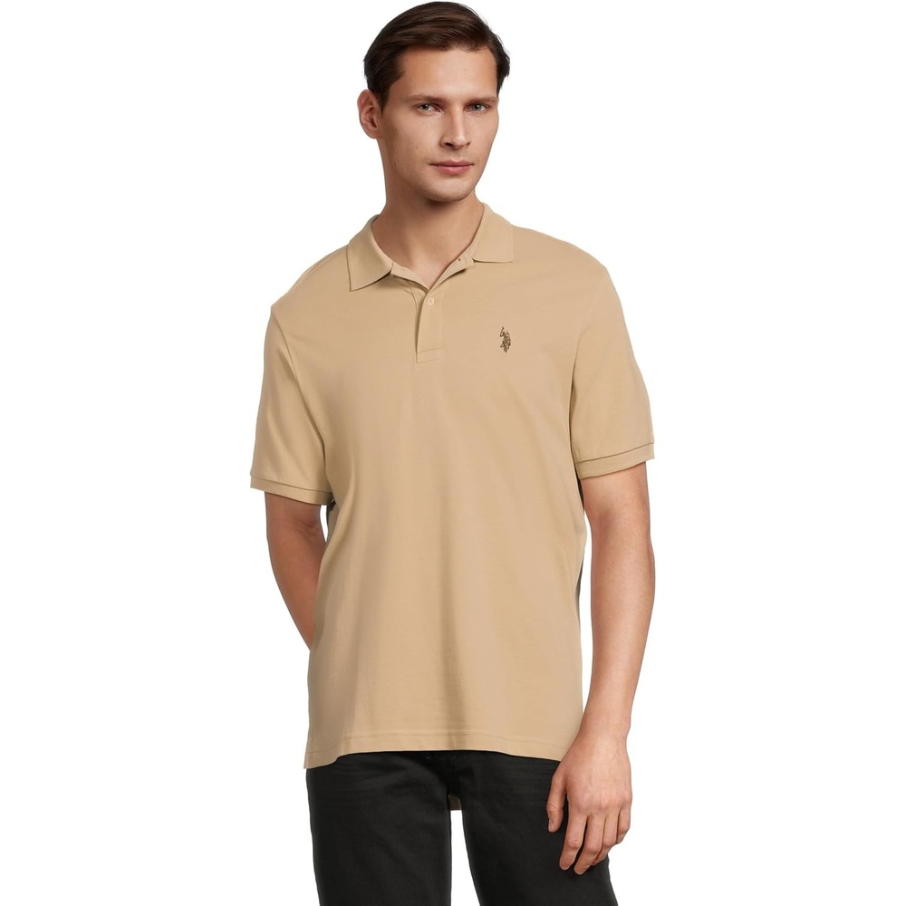 image:imageUS Polo Assn Mens Classic Polo Shirt TwoButton Closure Pique Polo Shirt Summer Fashion Golf ShirtTribeca Khaki