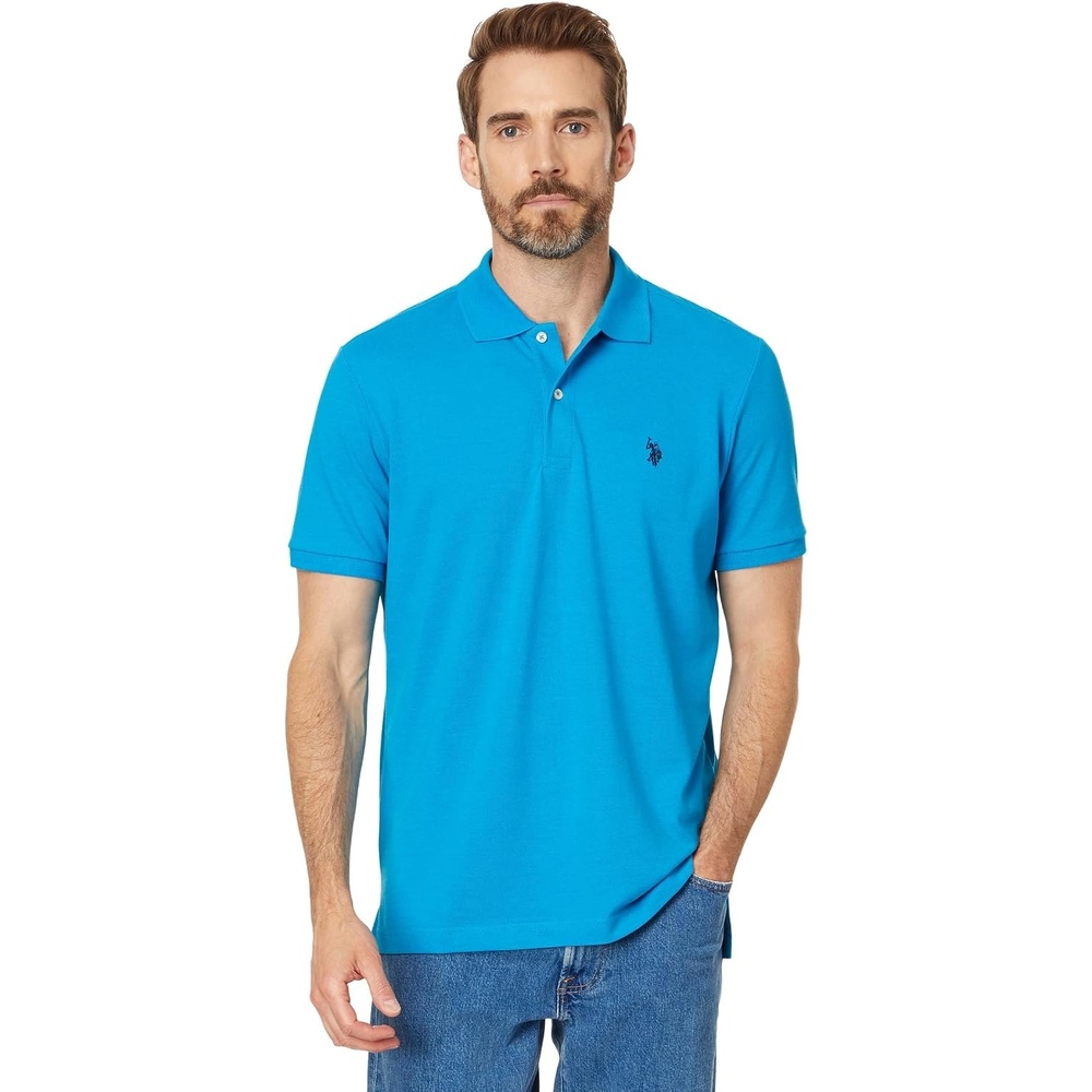 image:imageUS Polo Assn Mens Classic Polo Shirt TwoButton Closure Pique Polo Shirt Summer Fashion Golf ShirtTurquoise Heather