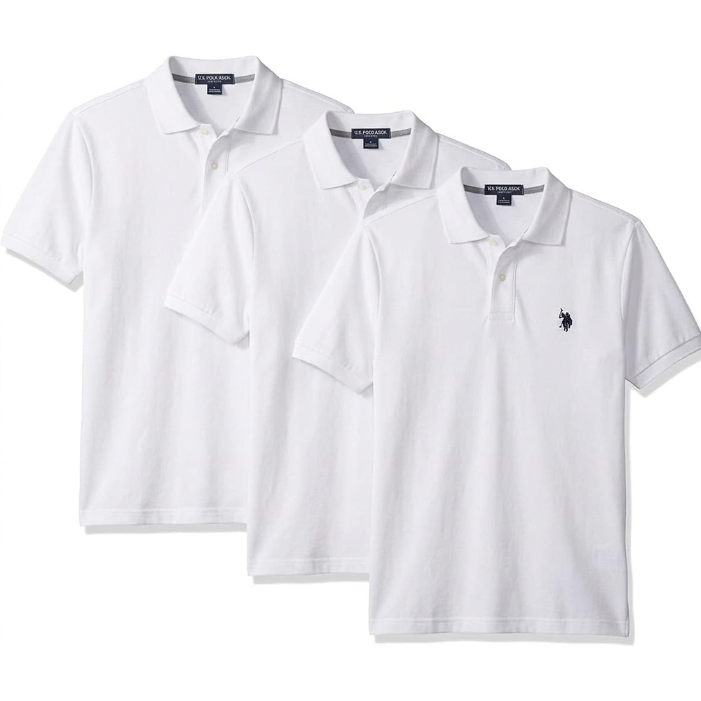 image:imageUS Polo Assn Mens Classic Polo Shirt TwoButton Closure Pique Polo Shirt Summer Fashion Golf ShirtWhite 3pack