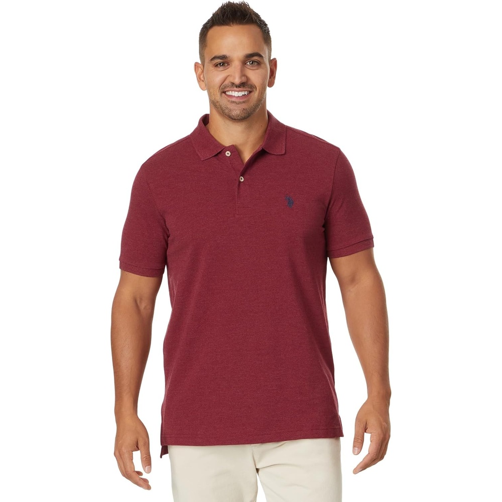 image:imageUS Polo Assn Mens Classic Polo Shirt TwoButton Closure Pique Polo Shirt Summer Fashion Golf ShirtWine Valley Heather