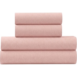 U.S. POLO ASSN. Jersey Knit Sheet Set, Cotton Blend, T-Shirt & Pajama Feel, Deep Pocket, Wrinkle-Resistant, Cooling & Breathable, Everyday Comfort Stretch(Blush)
