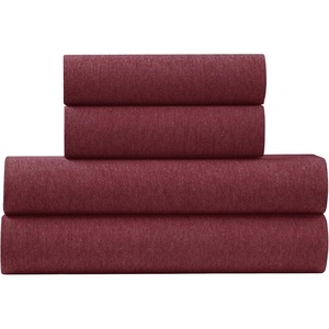 U.S. POLO ASSN. Jersey Knit Sheet Set, Cotton Blend, T-Shirt & Pajama Feel, Deep Pocket, Wrinkle-Resistant, Cooling & Breathable, Everyday Comfort Stretch(Burgundy)
