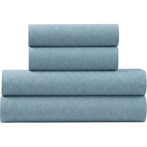 U.S. POLO ASSN. Jersey Knit Sheet Set, Cotton Blend, T-Shirt & Pajama Feel, Deep Pocket, Wrinkle-Resistant, Cooling & Breathable, Everyday Comfort Stretch(Cameo Blue)