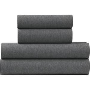 U.S. POLO ASSN. Jersey Knit Sheet Set, Cotton Blend, T-Shirt & Pajama Feel, Deep Pocket, Wrinkle-Resistant, Cooling & Breathable, Everyday Comfort Stretch(Grey Flannel)