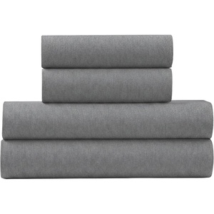 U.S. POLO ASSN. Jersey Knit Sheet Set, Cotton Blend, T-Shirt & Pajama Feel, Deep Pocket, Wrinkle-Resistant, Cooling & Breathable, Everyday Comfort Stretch(Heather Grey)