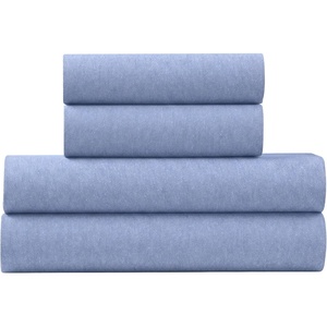 U.S. POLO ASSN. Jersey Knit Sheet Set, Cotton Blend, T-Shirt & Pajama Feel, Deep Pocket, Wrinkle-Resistant, Cooling & Breathable, Everyday Comfort Stretch(Heather Light Blue)