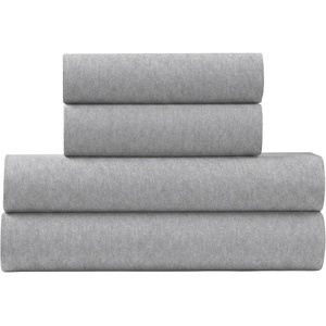 U.S. POLO ASSN. Jersey Knit Sheet Set, Cotton Blend, T-Shirt & Pajama Feel, Deep Pocket, Wrinkle-Resistant, Cooling & Breathable, Everyday Comfort Stretch(Heather Light Grey)