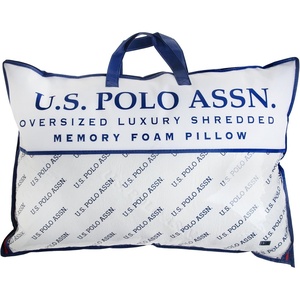 U.S. POLO ASSN. Jumbo Shredded Memory Foam Pillow, 28 x 20 inches, High Density Clusters, Adjustable Support