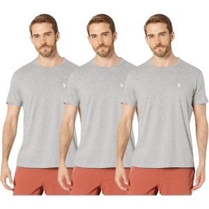 U.S. POLO ASSN. Mens Crew Neck Pony T-Shirt(Heather Gray (3-pack))