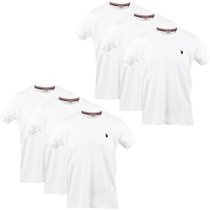 U.S. POLO ASSN. Mens Crew Neck Pony T-Shirt(White (6-pack))