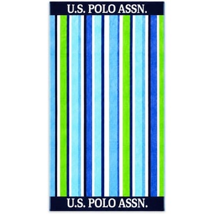 U.S. POLO ASSN. Oversized Beach and Pool Towel, 100% Cotton Velour, 40 x 70 Inch, Lightweight, Absorbent, for Beach, Pool, or Spa (1, Bon Voyage)(Myrtle)