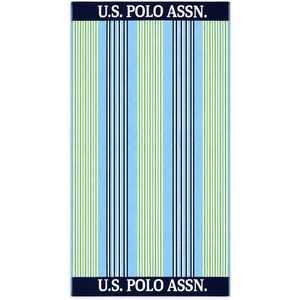 U.S. POLO ASSN. Oversized Beach and Pool Towel, 100% Cotton Velour, 40 x 70 Inch, Lightweight, Absorbent, for Beach, Pool, or Spa (1, Bon Voyage)(Port Stripe)