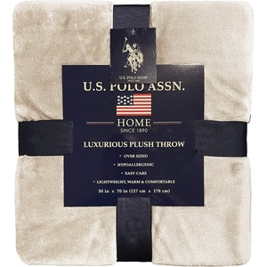 U.S. POLO ASSN. Oversized Lightweight Throw Blanket for Bed/Sofa – Soft Fleece Couch Blankets and Throws – Cozy Decorative Bedding – 50″x70″/Black(Cream)
