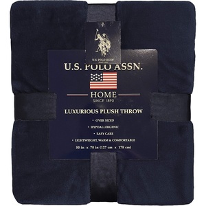 U.S. POLO ASSN. Oversized Lightweight Throw Blanket for Bed/Sofa – Soft Fleece Couch Blankets and Throws – Cozy Decorative Bedding – 50″x70″/Black(Navy)