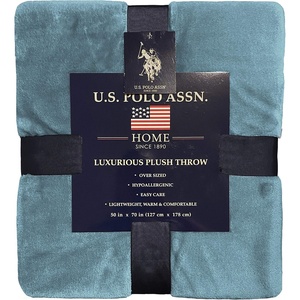 U.S. POLO ASSN. Oversized Lightweight Throw Blanket for Bed/Sofa – Soft Fleece Couch Blankets and Throws – Cozy Decorative Bedding – 50″x70″/Black(Ocean)