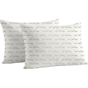 U.S. POLO ASSN. Signature Script Standard Microfiber Bed Pillow, 2 Pack, Soft Breathable Cover, Multiple Sleep Positions (Gold)(Gold)