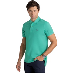 U.S. Polo Assn. Men’s Classic Polo Shirt, Two-Button Closure Pique Polo Shirt, Summer Fashion Golf Shirt(Aqua Teal)