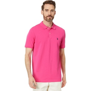 U.S. Polo Assn. Men’s Classic Polo Shirt, Two-Button Closure Pique Polo Shirt, Summer Fashion Golf Shirt(Big Top Pink)