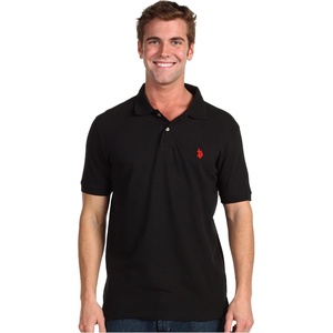U.S. Polo Assn. Men’s Classic Polo Shirt, Two-Button Closure Pique Polo Shirt, Summer Fashion Golf Shirt(Black)