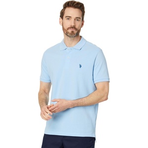 U.S. Polo Assn. Men’s Classic Polo Shirt, Two-Button Closure Pique Polo Shirt, Summer Fashion Golf Shirt(Blue Oxford)