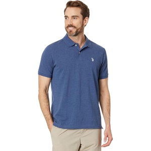 U.S. Polo Assn. Men’s Classic Polo Shirt, Two-Button Closure Pique Polo Shirt, Summer Fashion Golf Shirt(Blue Water Heather)