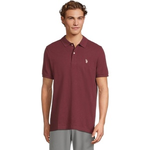 U.S. Polo Assn. Men’s Classic Polo Shirt, Two-Button Closure Pique Polo Shirt, Summer Fashion Golf Shirt(Burgandy Heather)