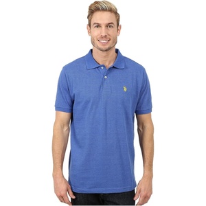 U.S. Polo Assn. Men’s Classic Polo Shirt, Two-Button Closure Pique Polo Shirt, Summer Fashion Golf Shirt(Cobalt Heather)