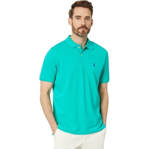 U.S. Polo Assn. Men’s Classic Polo Shirt, Two-Button Closure Pique Polo Shirt, Summer Fashion Golf Shirt(Emerald Circus)