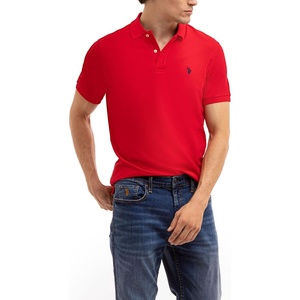 U.S. Polo Assn. Men’s Classic Polo Shirt, Two-Button Closure Pique Polo Shirt, Summer Fashion Golf Shirt(Engine Red)