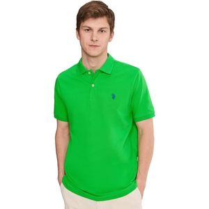 U.S. Polo Assn. Men’s Classic Polo Shirt, Two-Button Closure Pique Polo Shirt, Summer Fashion Golf Shirt(Green Lawn)