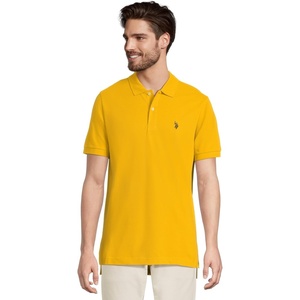 U.S. Polo Assn. Men’s Classic Polo Shirt, Two-Button Closure Pique Polo Shirt, Summer Fashion Golf Shirt(Hudson Gold)