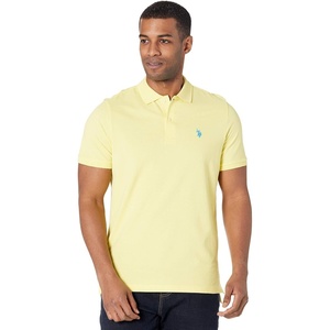 U.S. Polo Assn. Men’s Classic Polo Shirt, Two-Button Closure Pique Polo Shirt, Summer Fashion Golf Shirt(Lime Light)