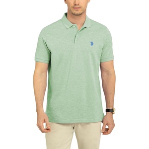 U.S. Polo Assn. Men’s Classic Polo Shirt, Two-Button Closure Pique Polo Shirt, Summer Fashion Golf Shirt(Mint Tea Heather)