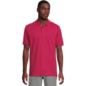 U.S. Polo Assn. Men’s Classic Polo Shirt, Two-Button Closure Pique Polo Shirt, Summer Fashion Golf Shirt(New England Berry)