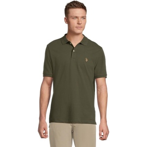 U.S. Polo Assn. Men’s Classic Polo Shirt, Two-Button Closure Pique Polo Shirt, Summer Fashion Golf Shirt(Olive Trail)
